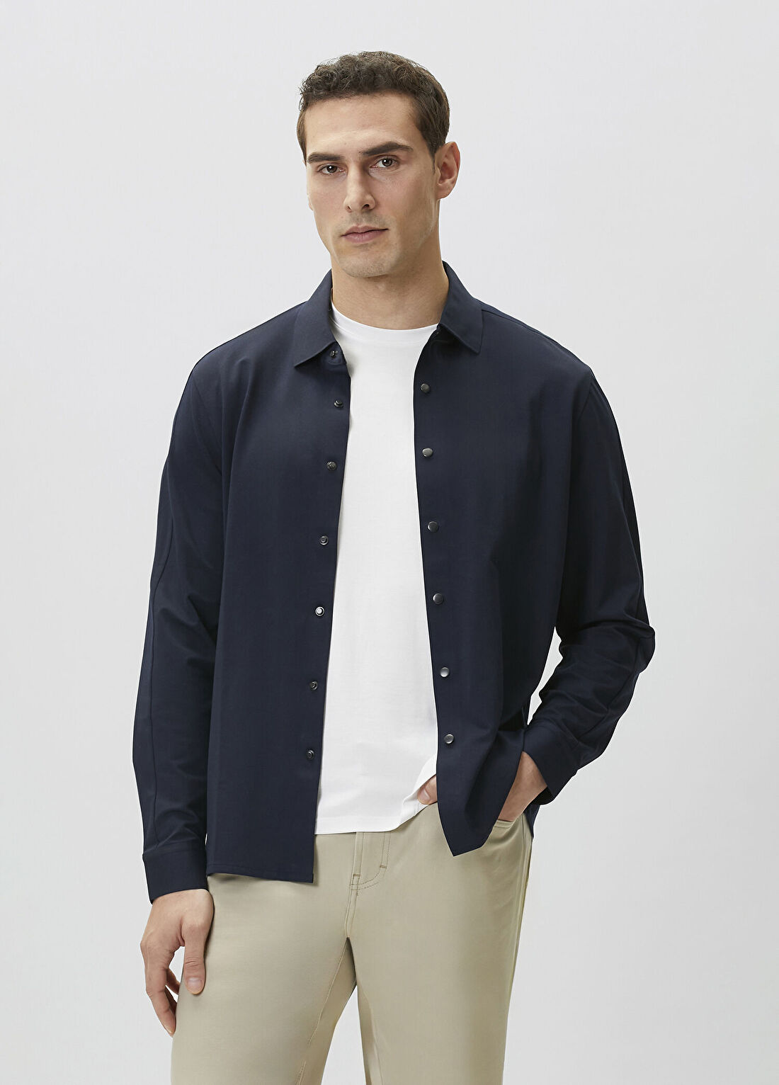 Network Slim Fit Lacivert Gömlek