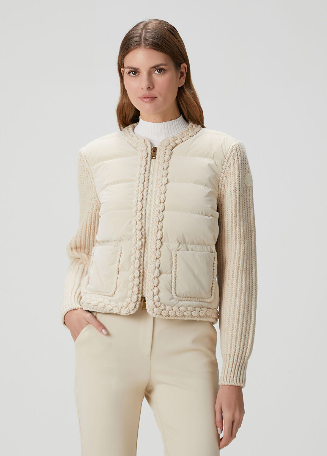 Moncler Krem Yün Ceket