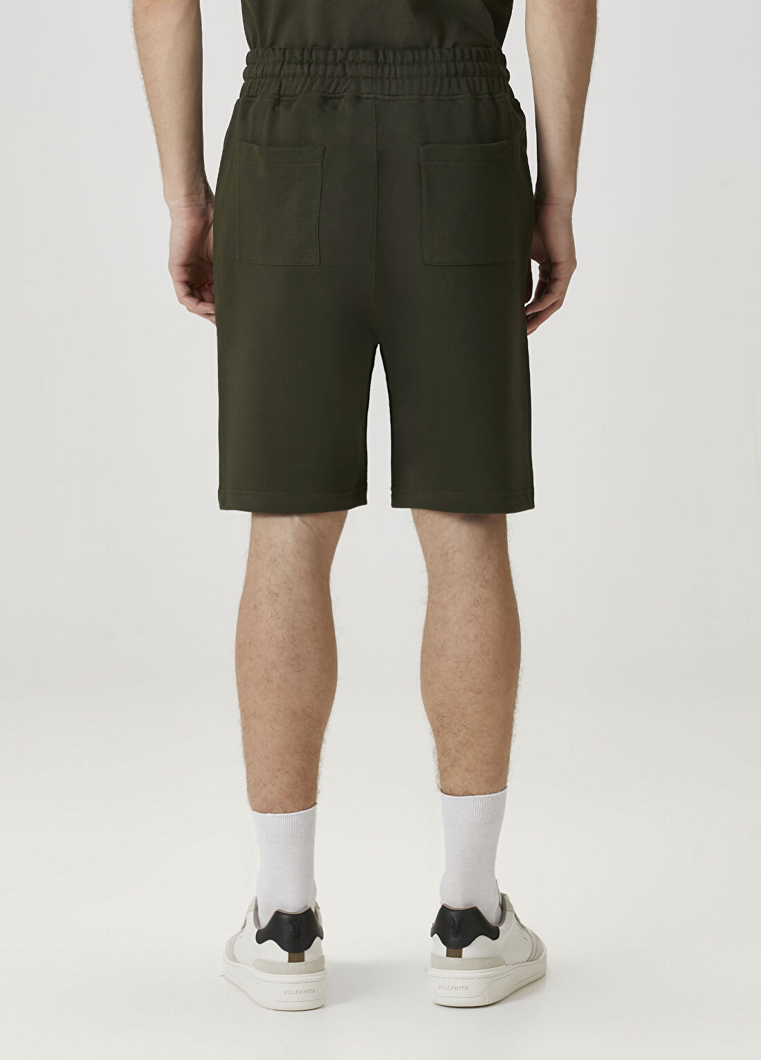 AllSaints Undrgrnd Haki Logo Baskılı Şort görsel 3
