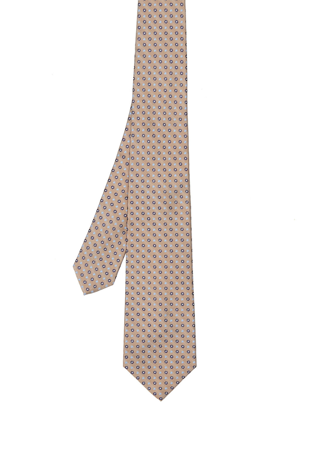 Kiton Bej Desenli İpek Kravat