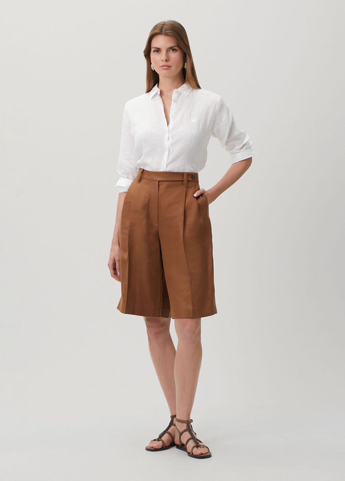 Brunello Cucinelli Taba Keten Bermuda