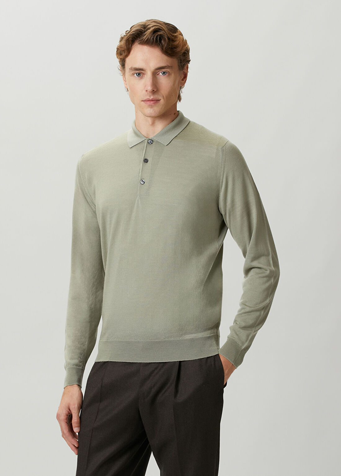John Smedley Belpe Yeşil Polo Yaka Yün Triko görsel 3