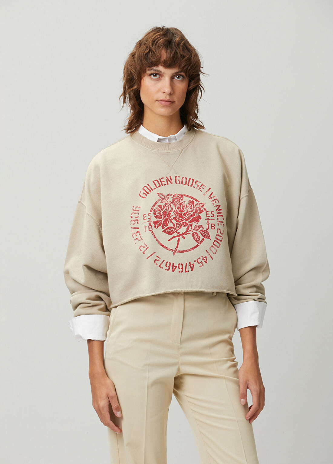 Golden Goose Bej Crop Sweatshirt
