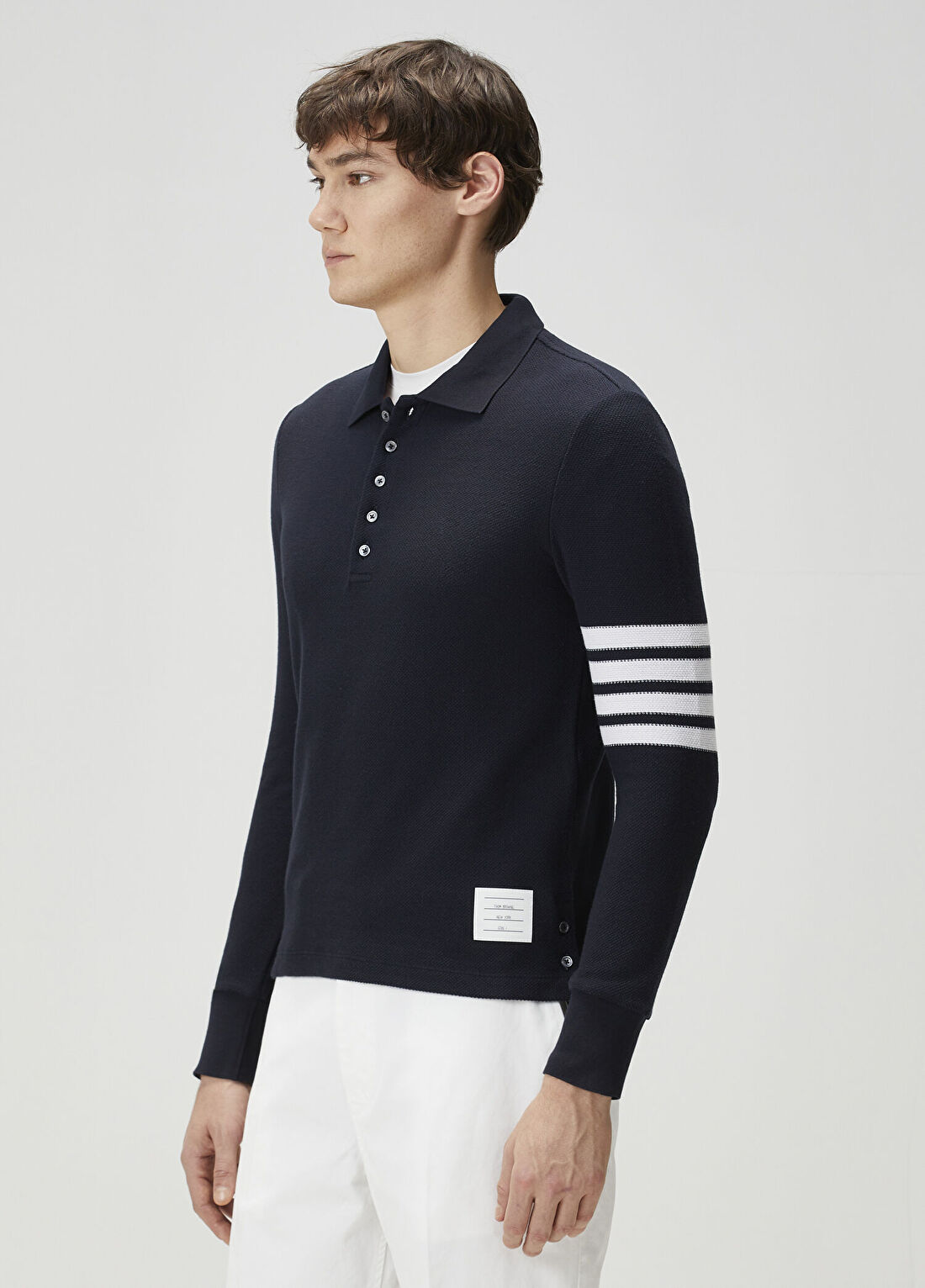 Thom Browne Lacivert Uzun Kollu Polo T-shirt görsel 3