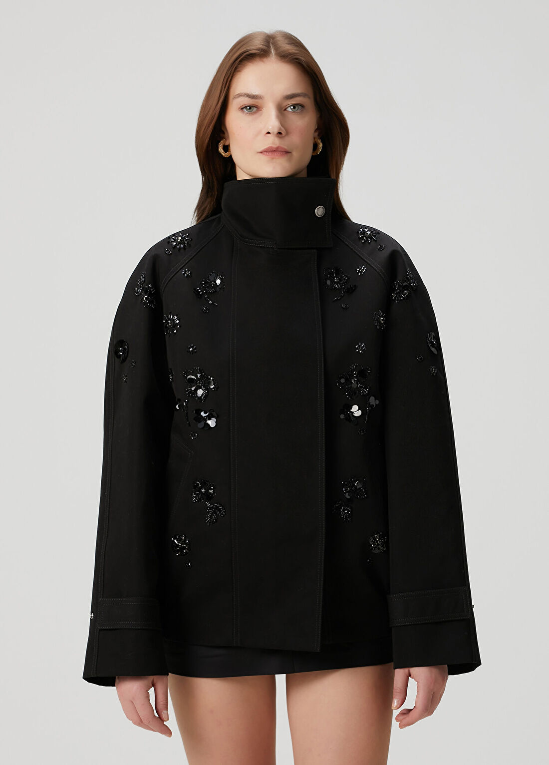 Golden Goose Oversized Siyah İşlemeli Twill Ceket görsel 3