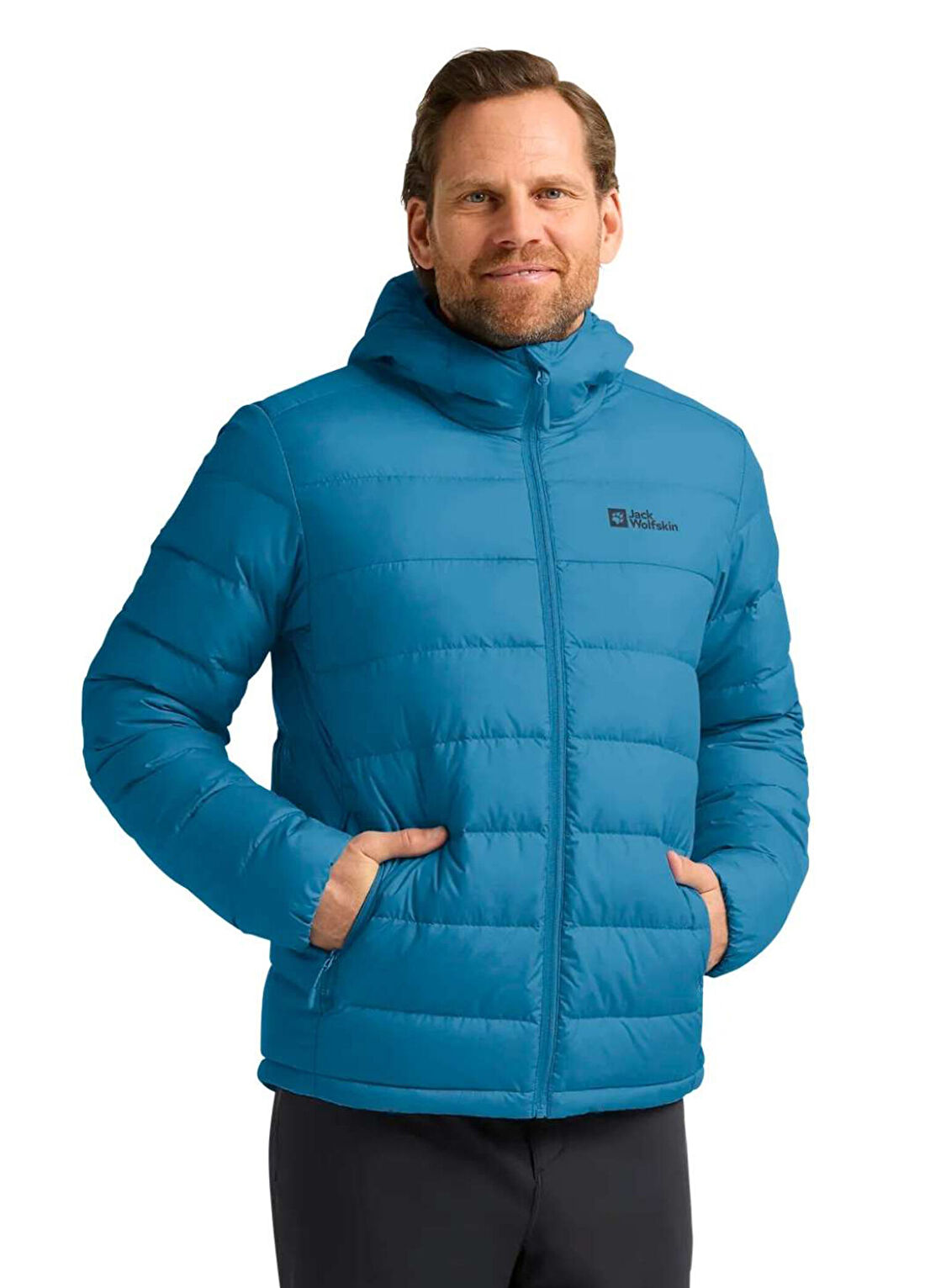 Jack Wolfskin Ather Down Hoody Mavi Kapüşonlu Erkek Outdoor Ceket