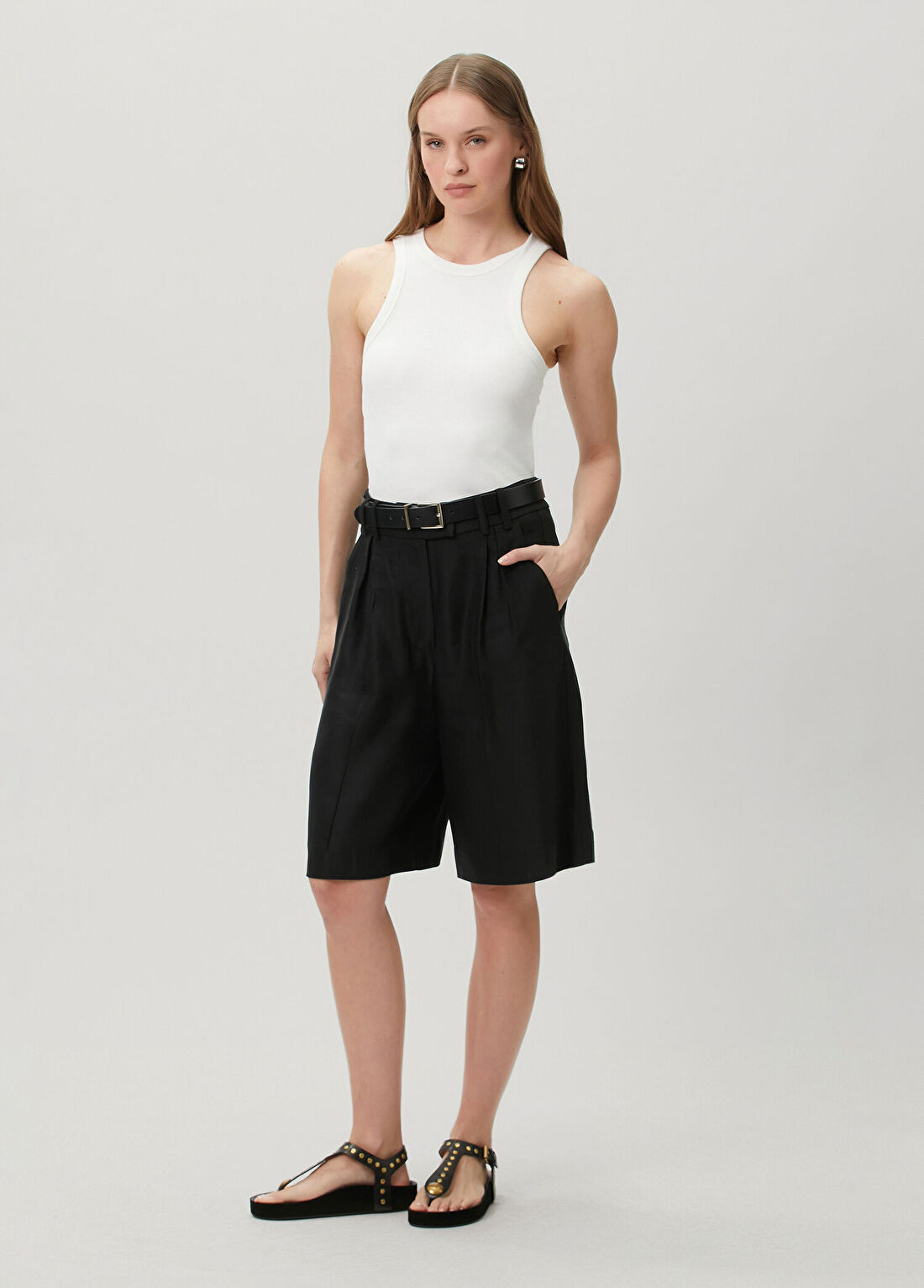 AllSaints Charley Relaxed Fit Siyah Şort