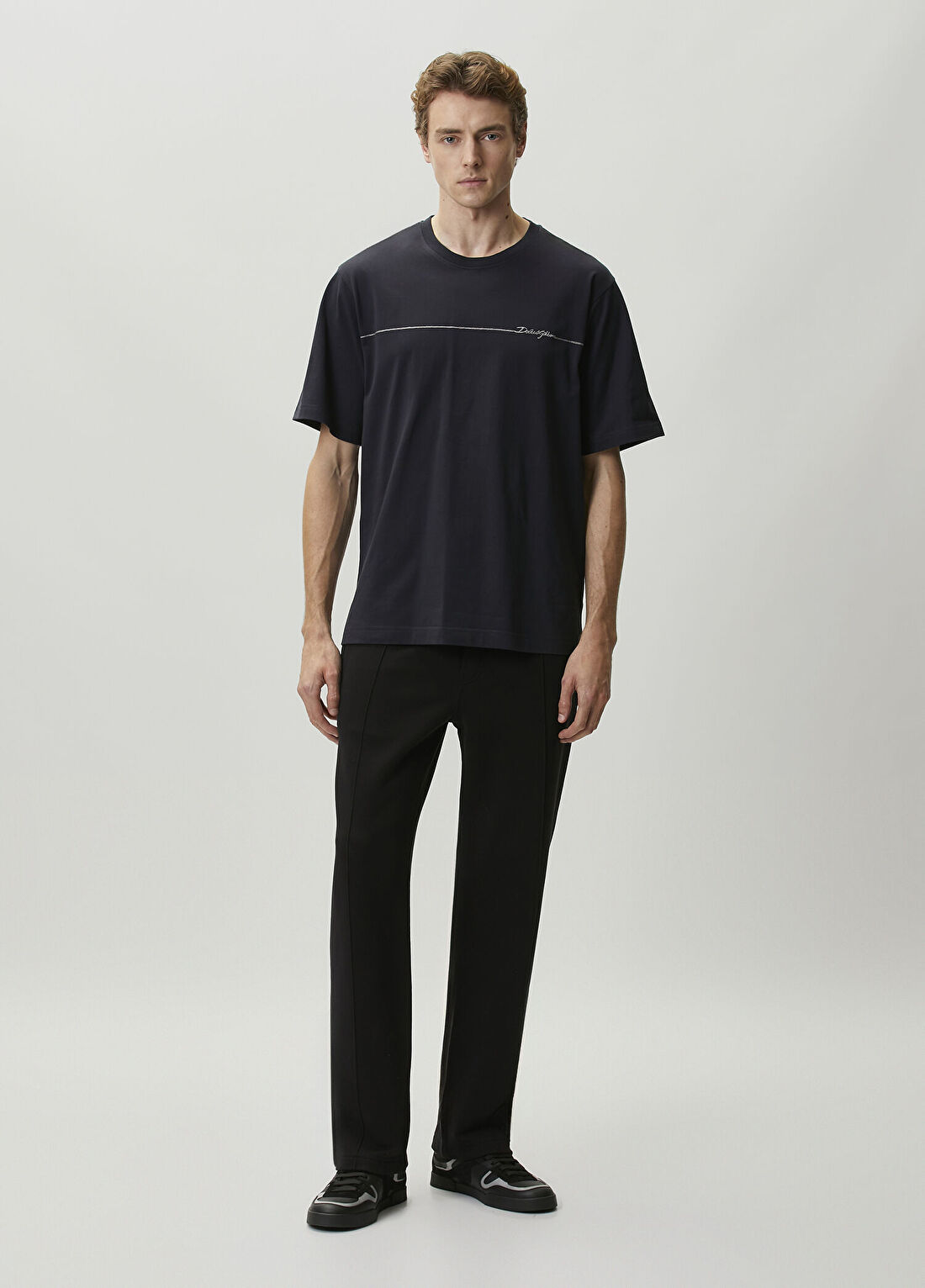 Dolce&Gabbana Lacivert Logo Nakışlı T-shirt görsel 2