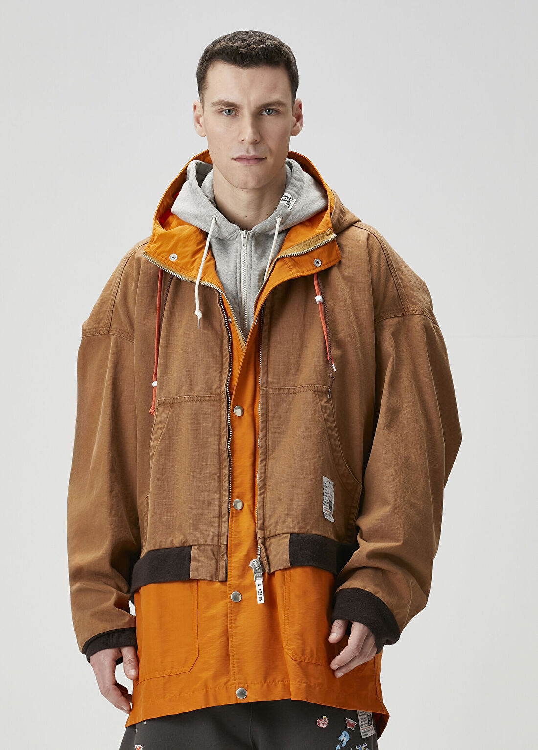 Maison Mihara Yasuhiro Açık Kahverengi Kapüşonlu Parka