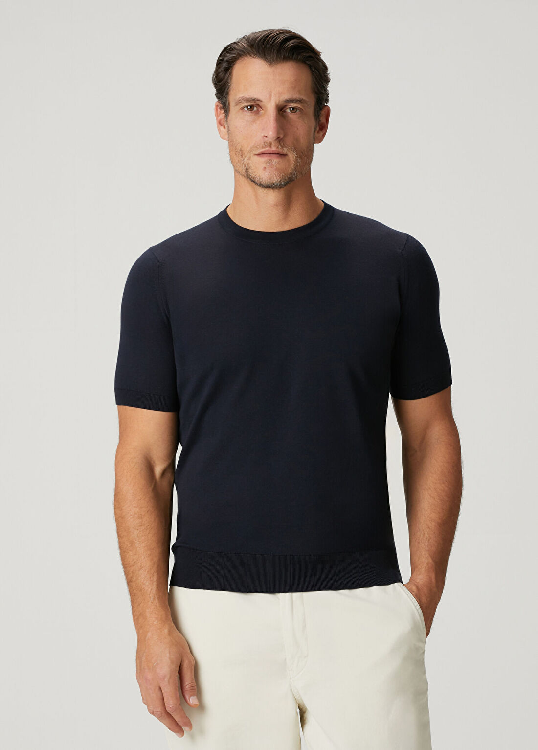 John Smedley Kempt Lacivert Kısa Kollu Triko