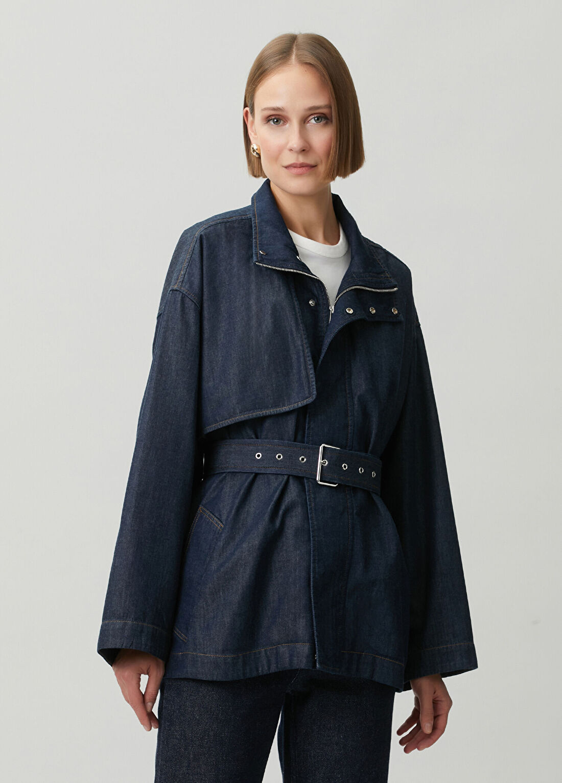 Frame Denim Koyu Lacivert Denim Ceket görsel 3
