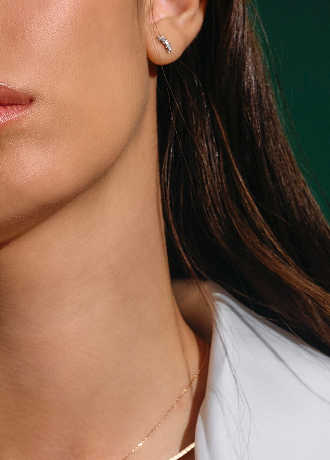 Meri Lou Cactus Pırlanta Taşlı 18 Ayar Altın Kadın Piercing Kıkırdak Küpe görsel 2