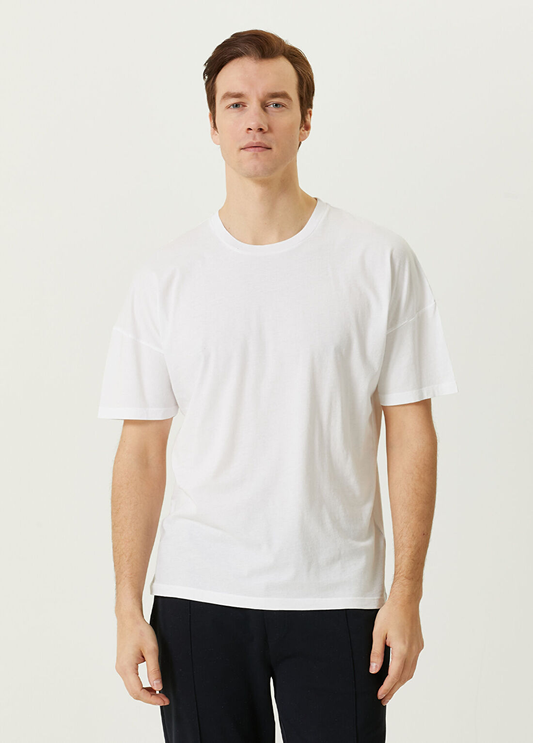 American Vintage Beyaz Bisiklet Yaka T-shirt