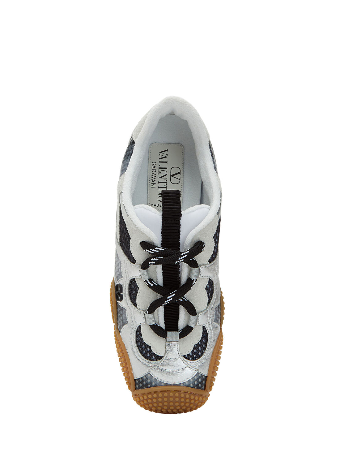 Valentino Garavani Amphibia VLogo Siyah Silver Kadın Deri Sneaker görsel 4