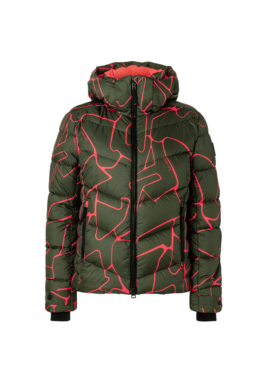 Bogner Fire & Ice Saelly 2 Haki Desenli Kapüşonlu Kadın Kayak Montu