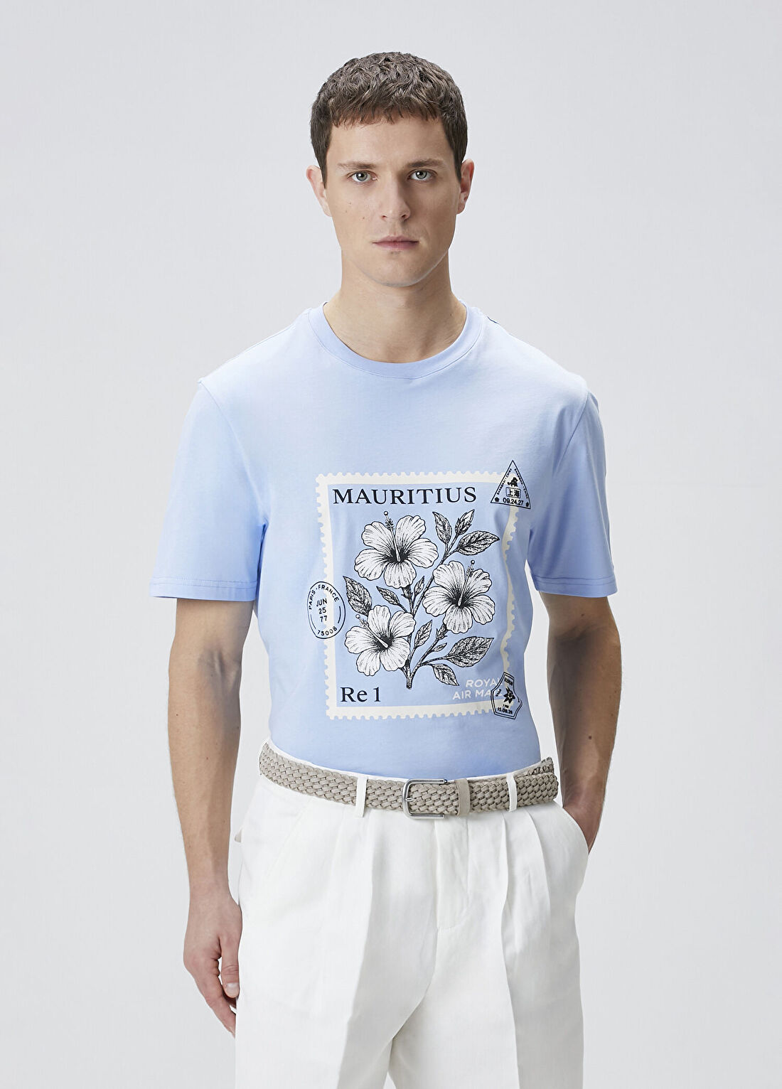 Network Mavi Baskılı T-shirt