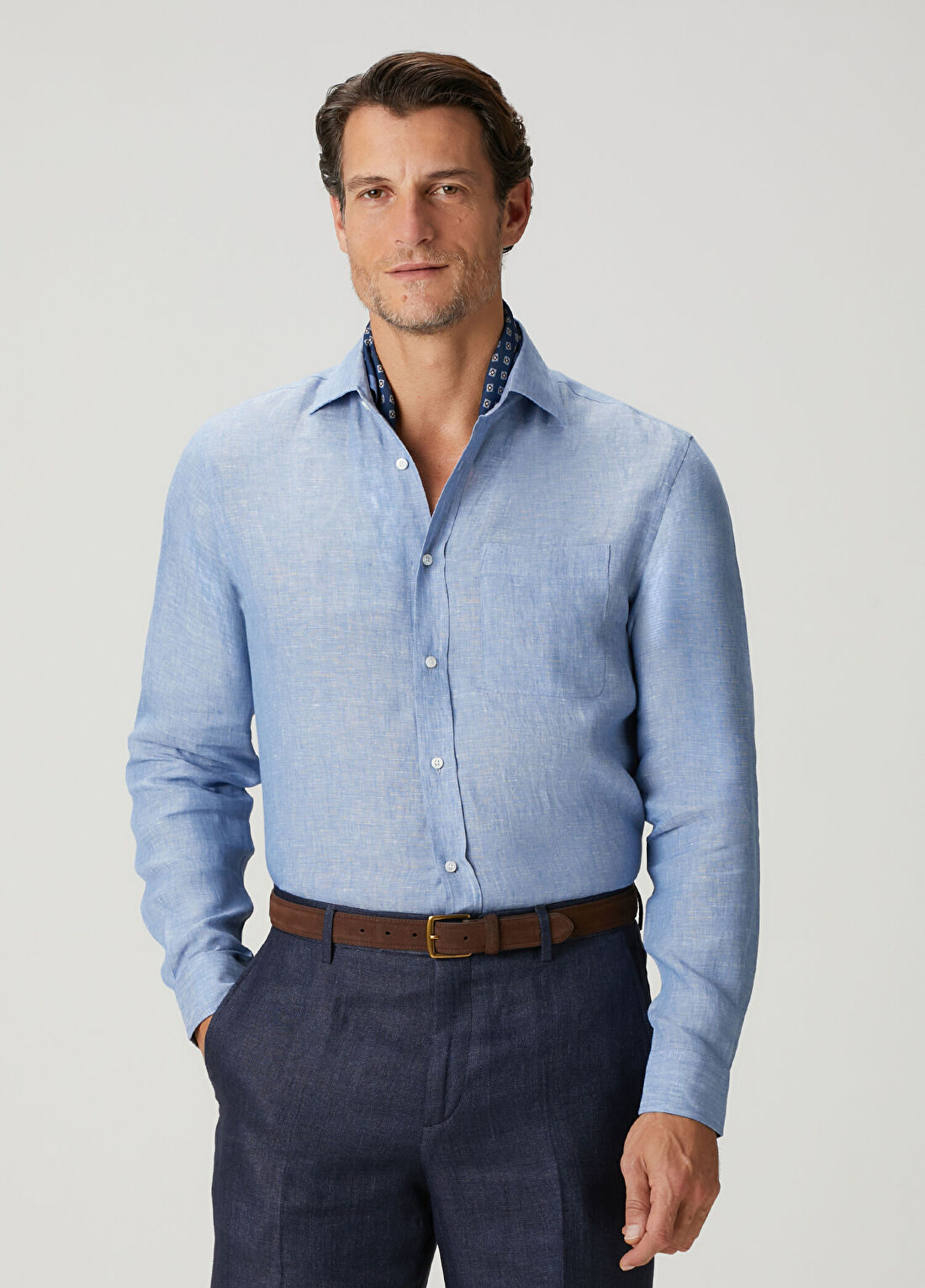 Ralph Lauren Purple Label Mavi Keten Gömlek