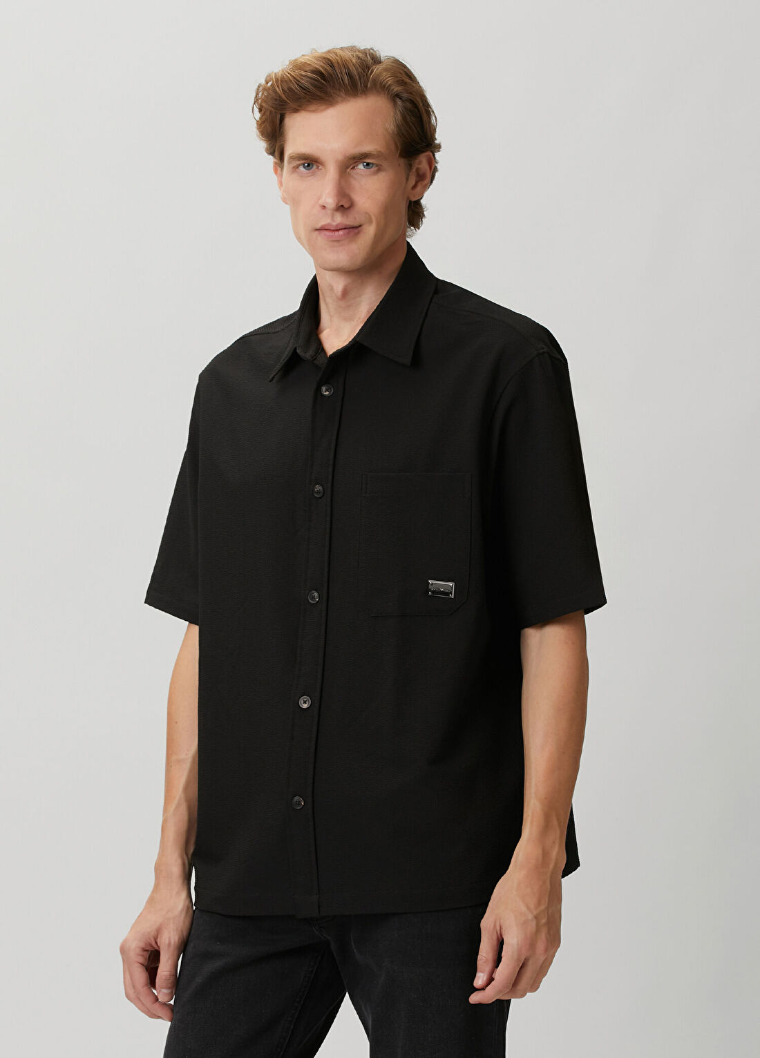 Emporio Armani Siyah Kısa Kollu Gömlek görsel 3