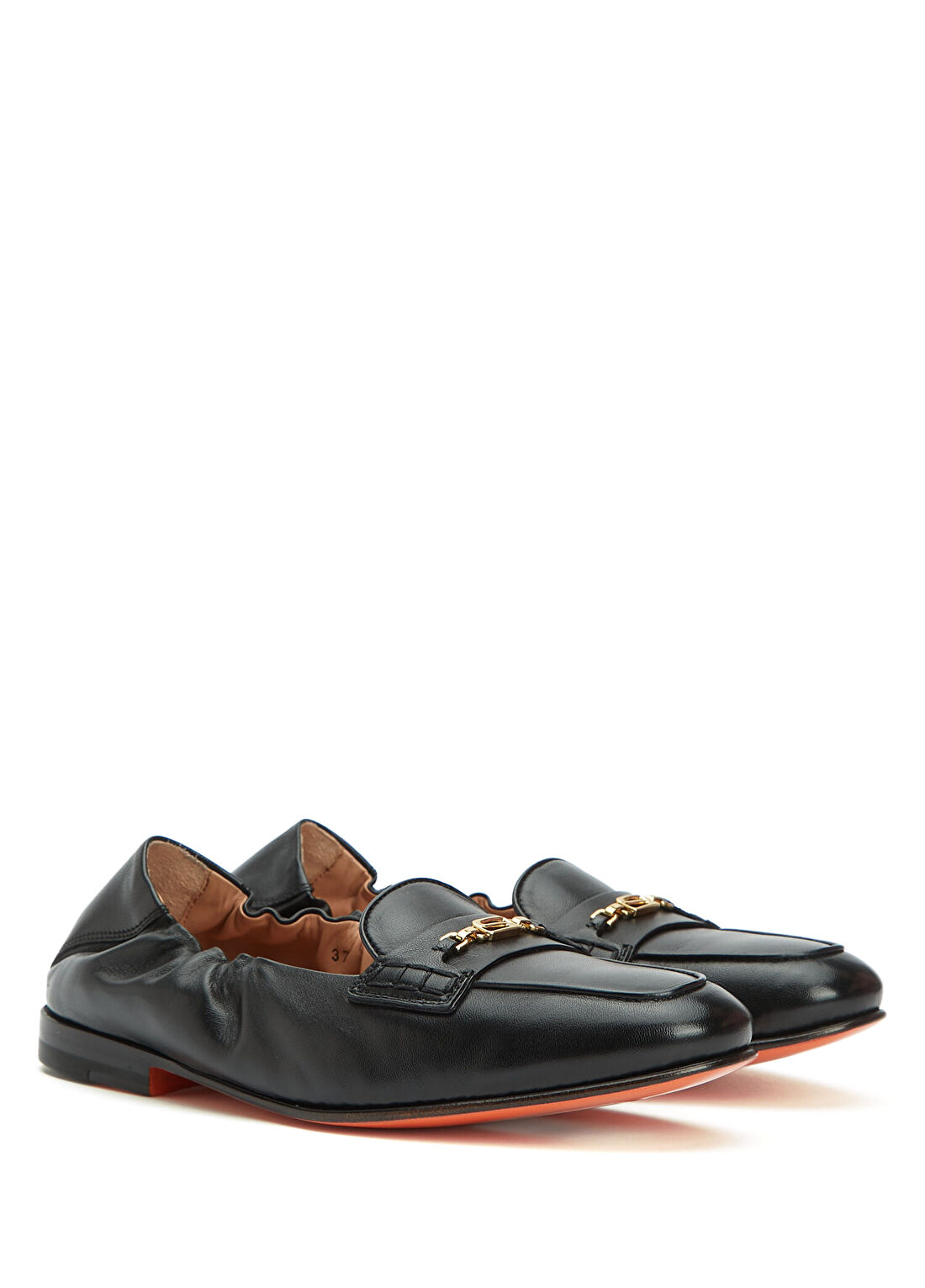 Santoni Nora Siyah Kadın Deri Loafer görsel 2