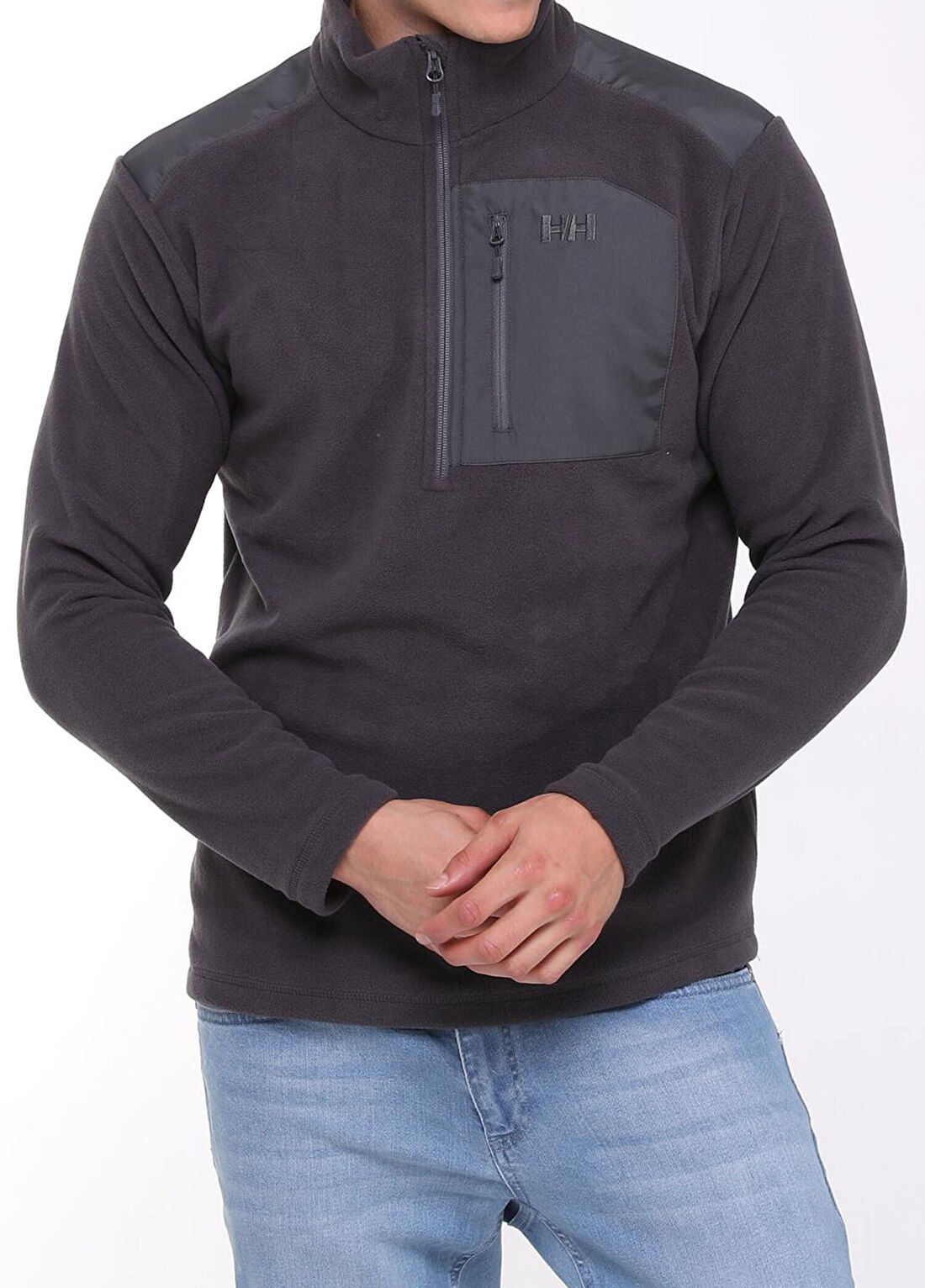 Helly Hansen Block Ebony Yarım Fermuarlı Erkek Polar görsel 3