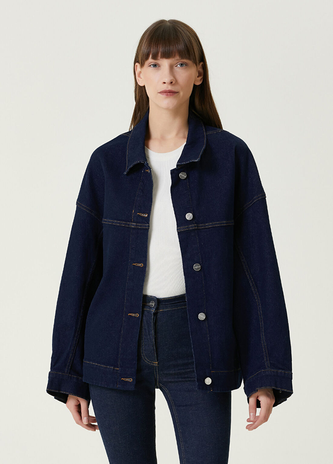 Dare London London Koyu Mavi Kadın Jean Ceket