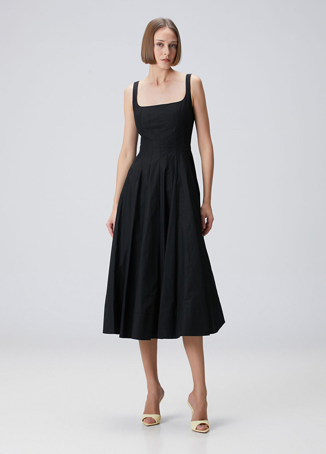 Beymen Collection Siyah Midi Koton Elbise