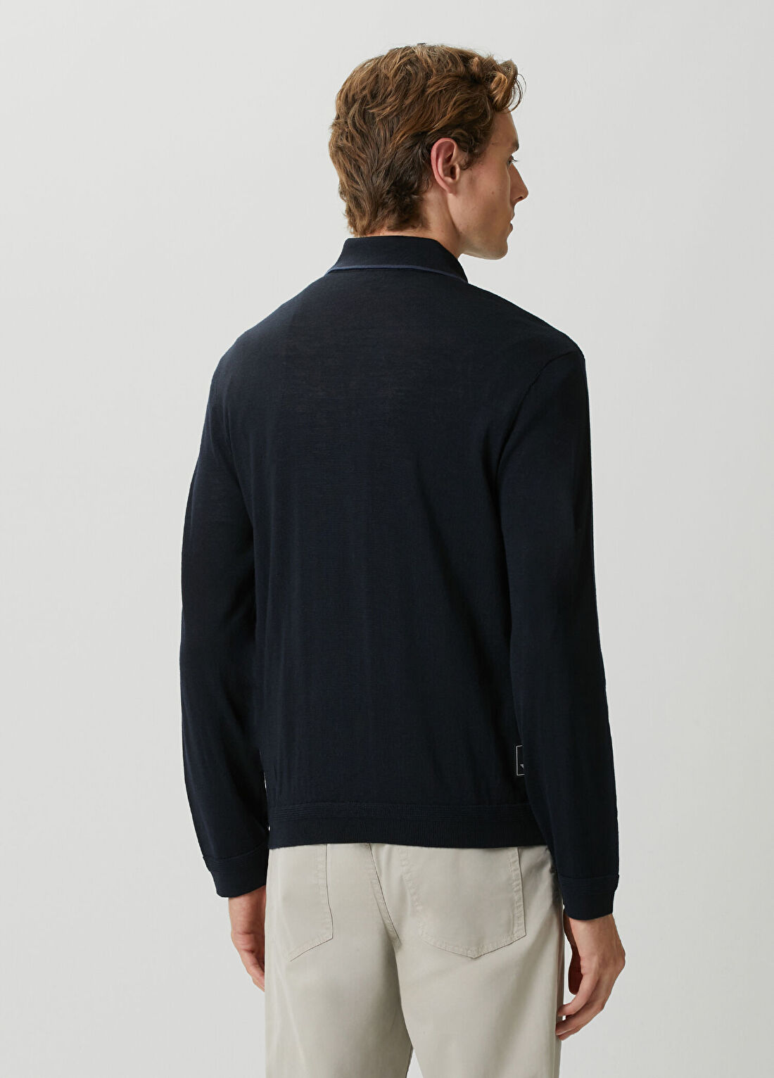 Emporio Armani Lacivert Polo Yaka Yün Triko görsel 4