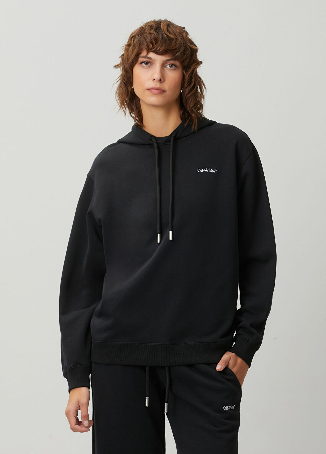 Off-White Siyah Kapüşonlu Logolu Sweatshirt