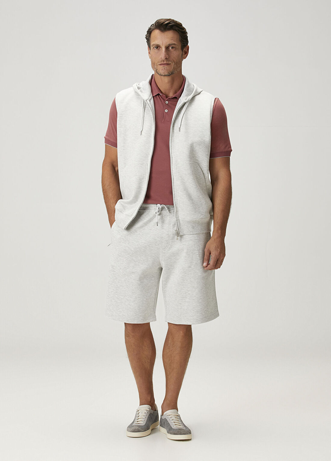 Brunello Cucinelli Gri Beli Kordonlu Bermuda