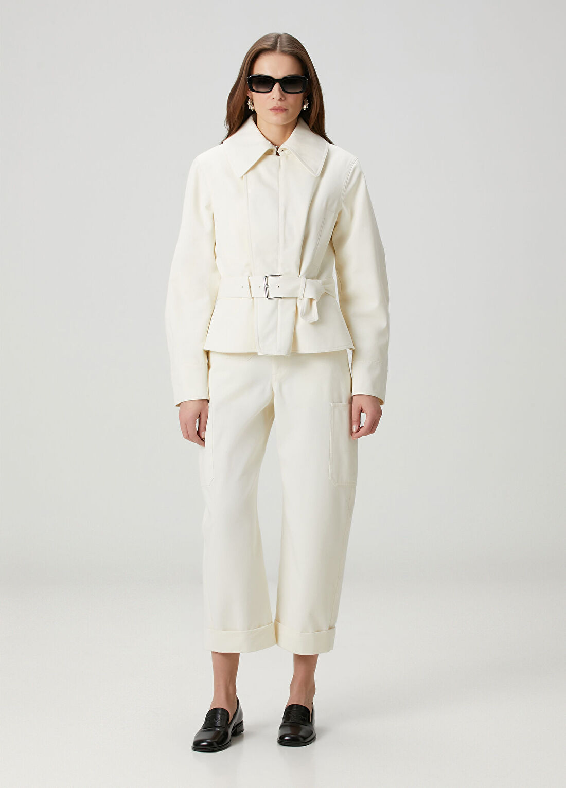 Givenchy Fildişi Kruvaze Crop Bomber Ceket görsel 2