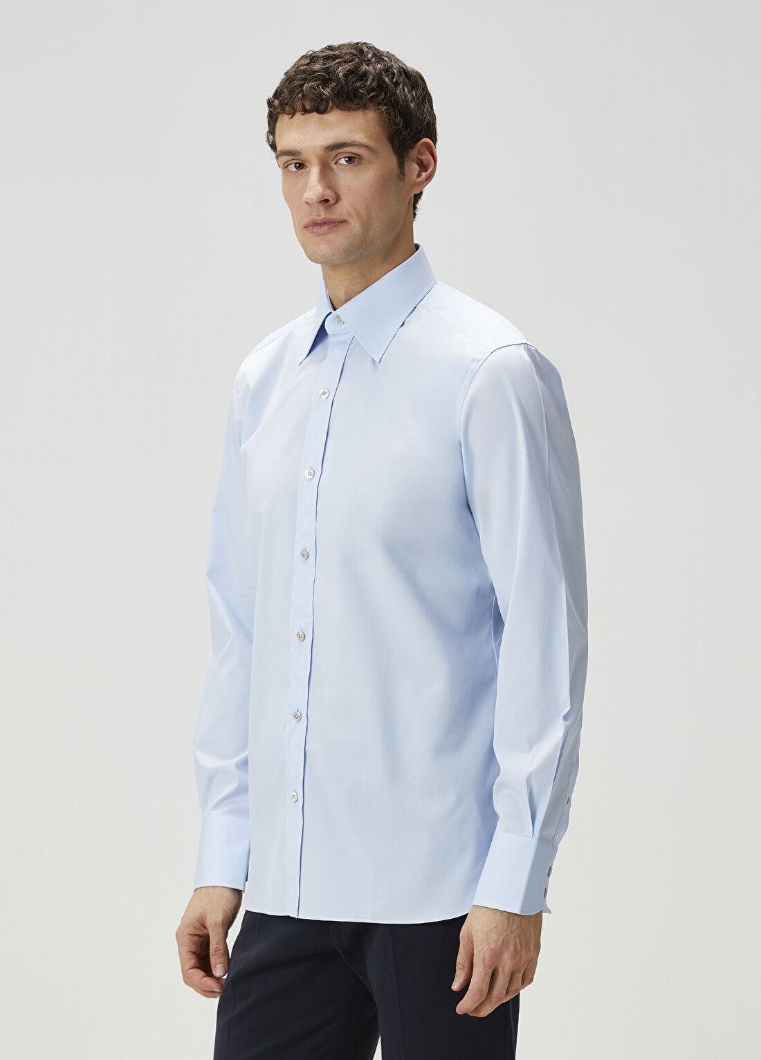 Tom Ford Slim Fit Açık Mavi Stretch Poplin Gömlek görsel 3