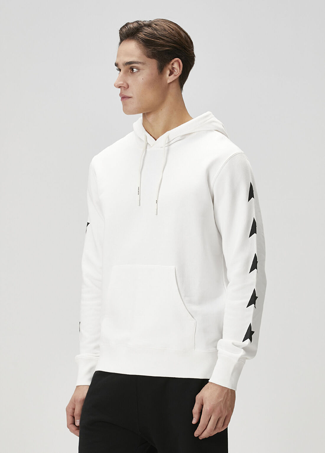 Golden Goose Beyaz Kapüşonlu Logo Baskılı Sweatshirt görsel 3