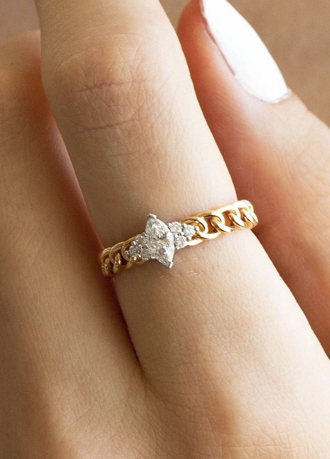 Safir Mücevher Hazine Pırlanta Taşlı 14 Ayar Rose Gold Kadın Yüzük görsel 3