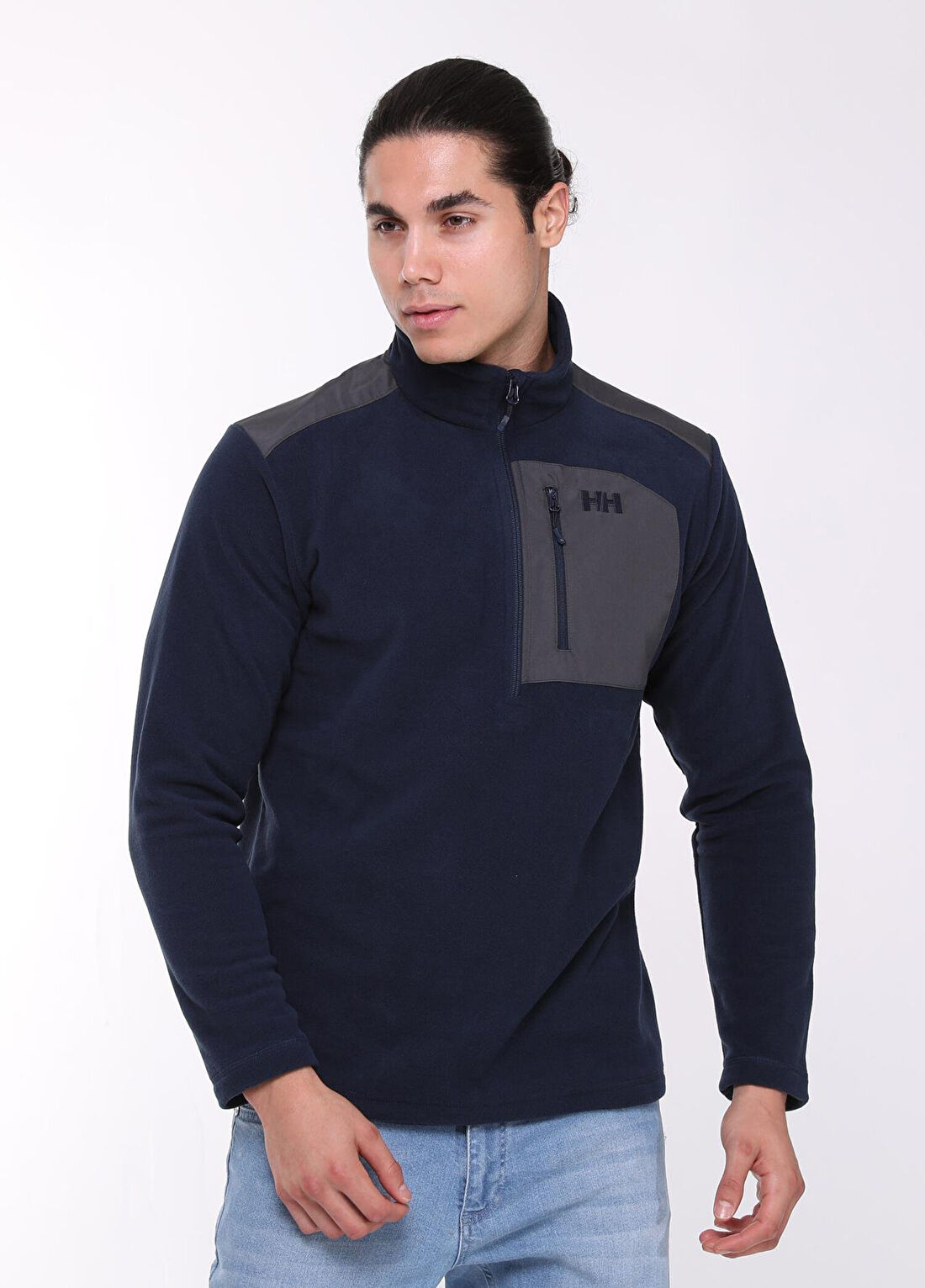 Helly Hansen Block Navy Yarım Fermuarlı Erkek Polar görsel 2