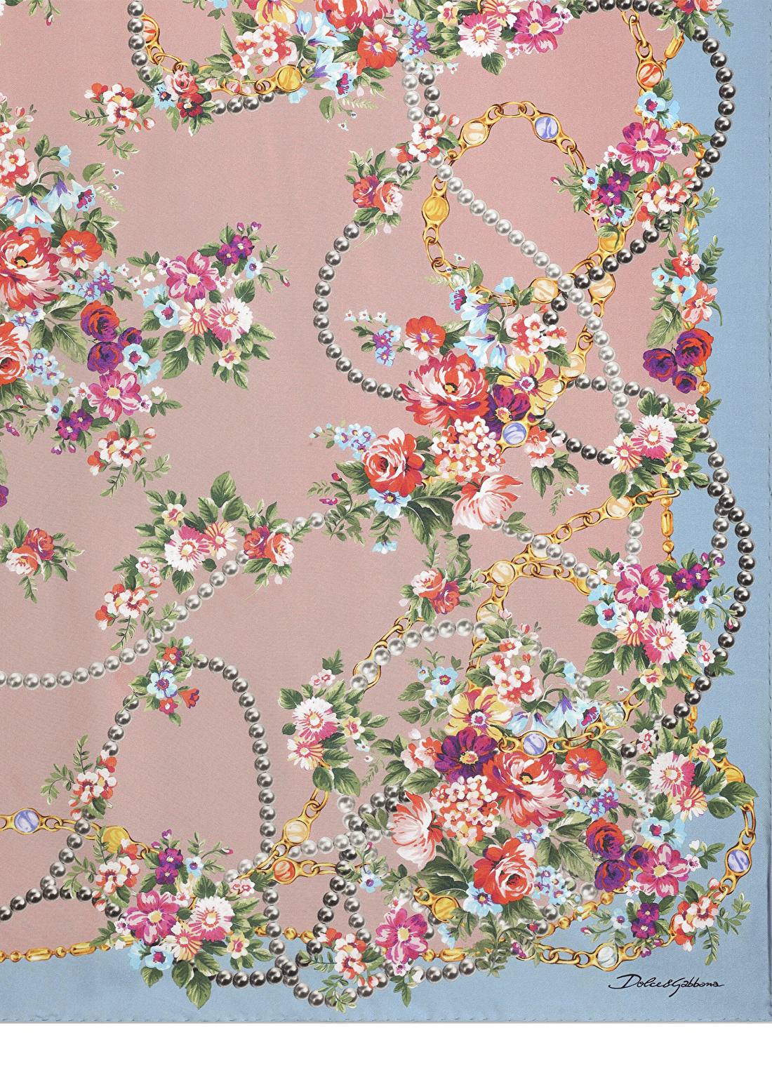 Dolce&Gabbana Mavi Pembe Kadın İpek Fular görsel 2