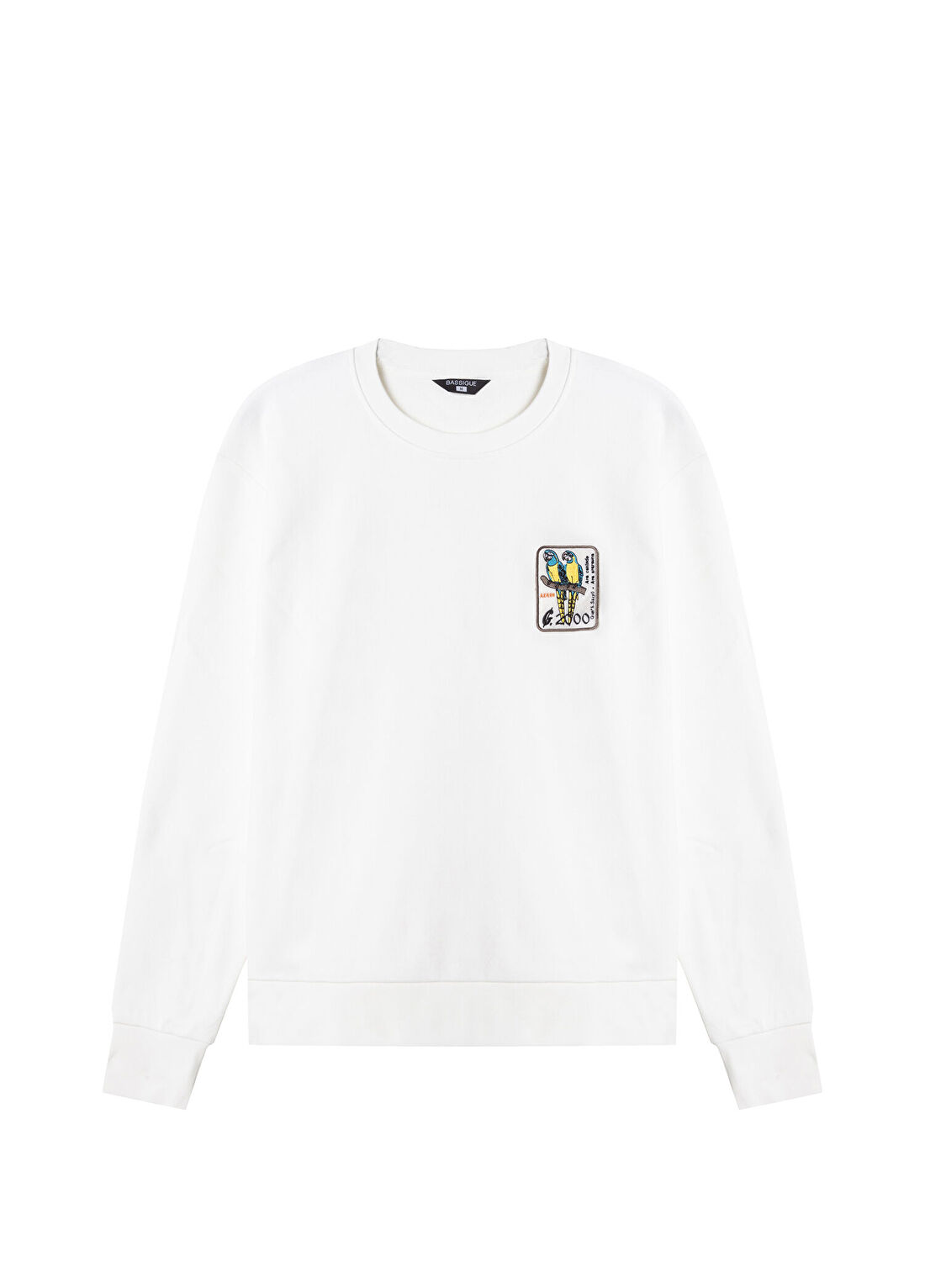 Bassigue Kırık Beyaz Paraguay Nakışlı Yuvarlak Yaka Erkek Sweatshirt