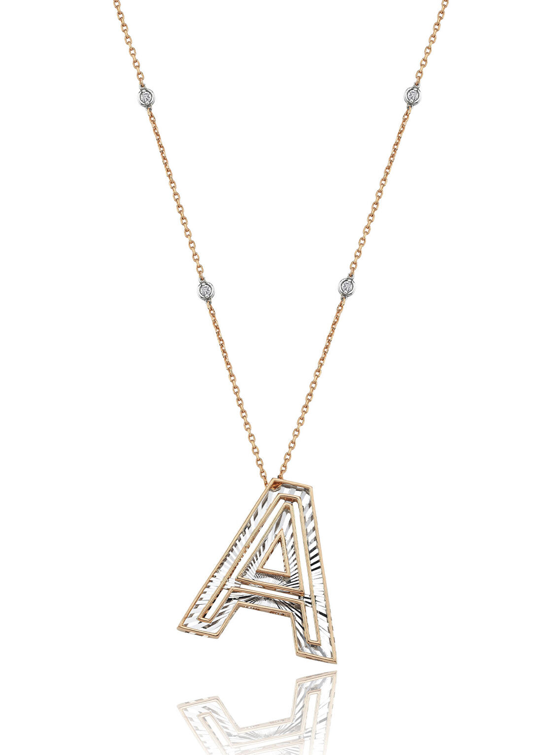 Hamza Yılmaz Jewelry A Harfli Pırlanta Taşlı 14 Ayar Altın Kadın Kolye