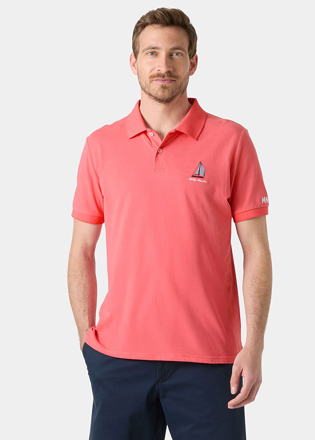 Helly Hansen Messina Graphic Fitted Sunset Pink Pamuklu Polo Yaka Kısa Kollu Erkek T-Shirt