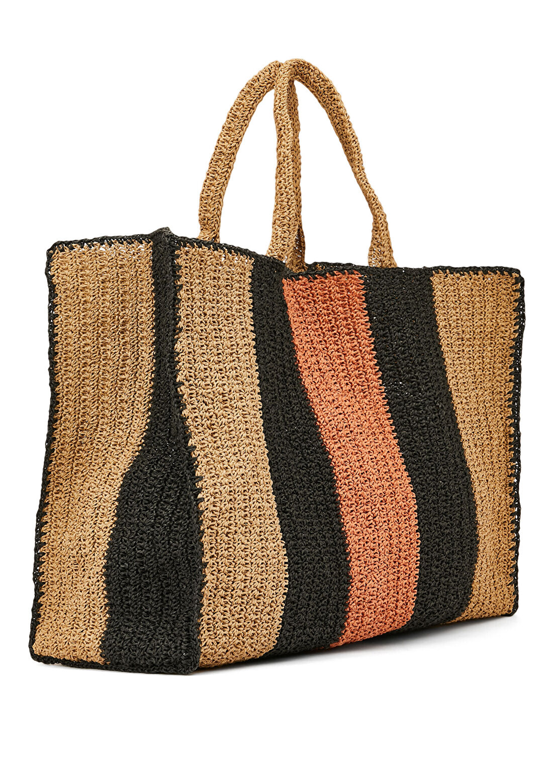 Amour et Naturel Colorblocked Çizgili Büyük Boy Kadın Plaj Çantası görsel 2