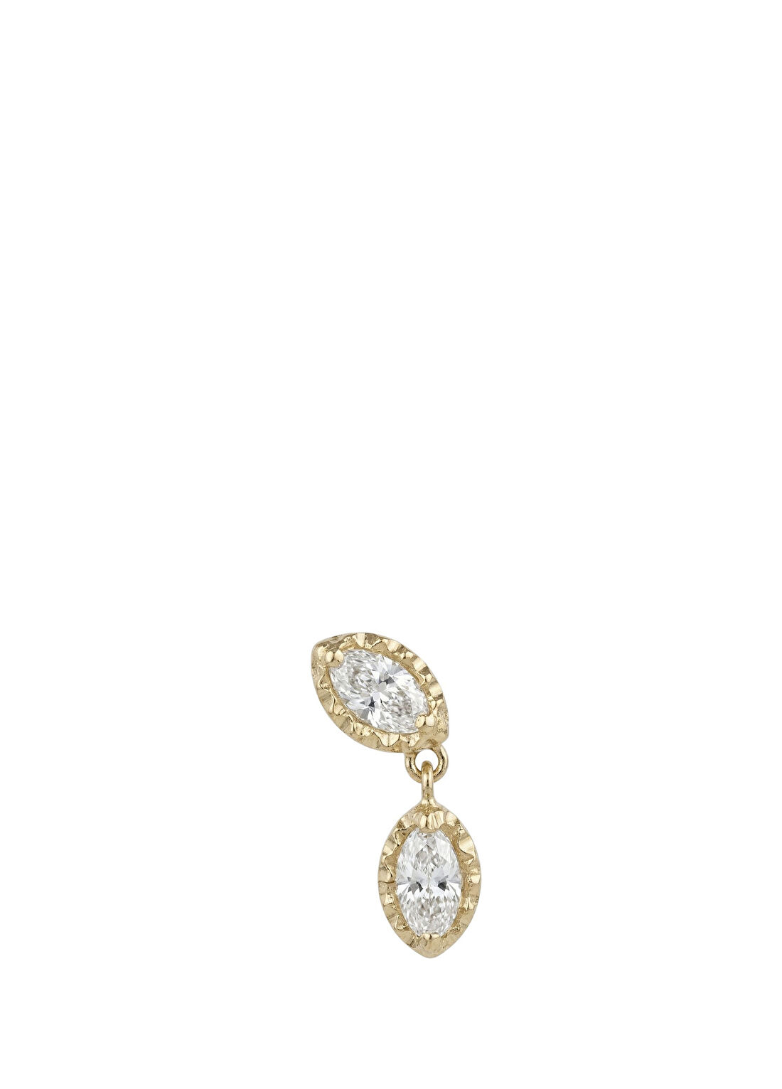Ginza Design Jewelry Madison Markiz Pırlanta Taşlı 14 Ayar Altın Kadın Küpe