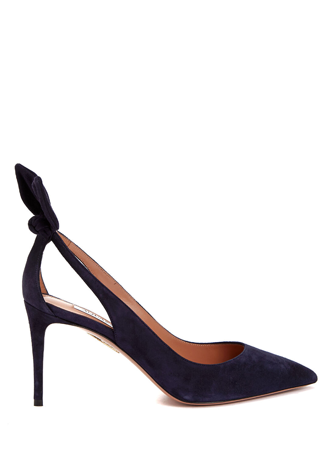 Aquazzura Bow Tie Lacivert Deri Topuklu Ayakkabı