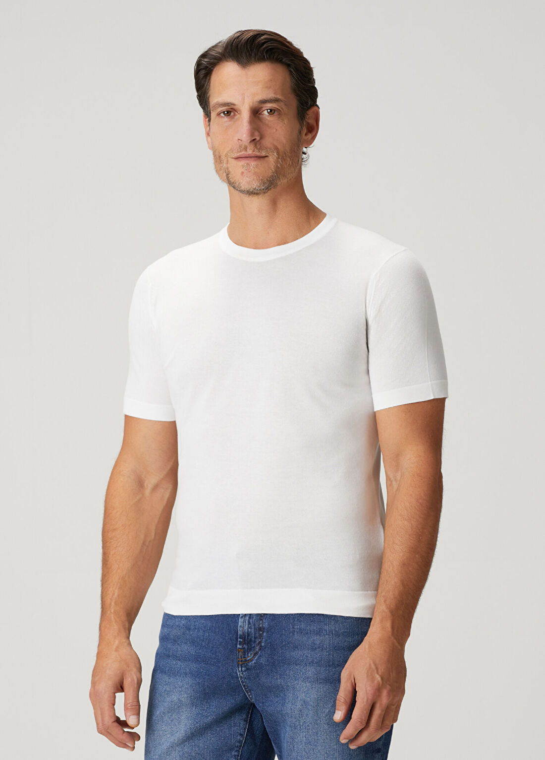 John Smedley Lorca Beyaz Basic T-shirt görsel 3