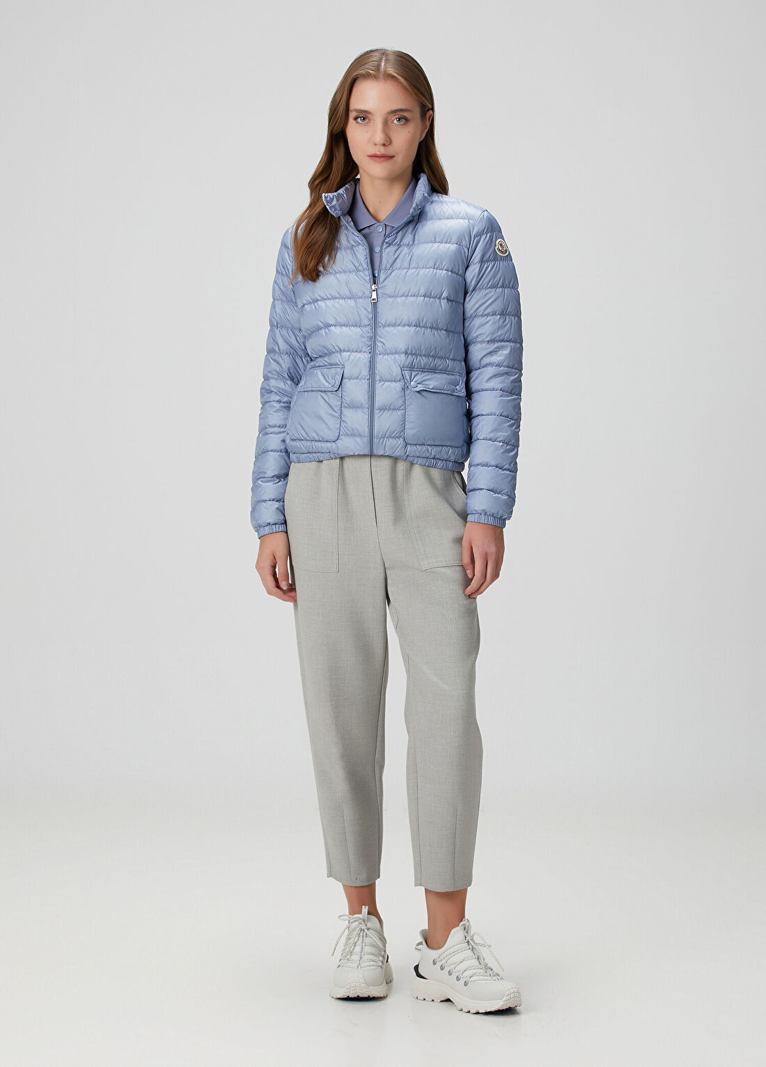 Moncler Lans Mavi Crop Puffer Mont görsel 2