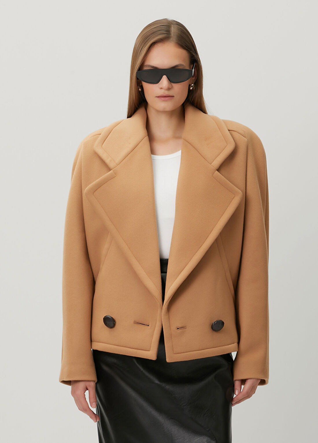 Stella McCartney Camel Kruvaze Yün Kaban
