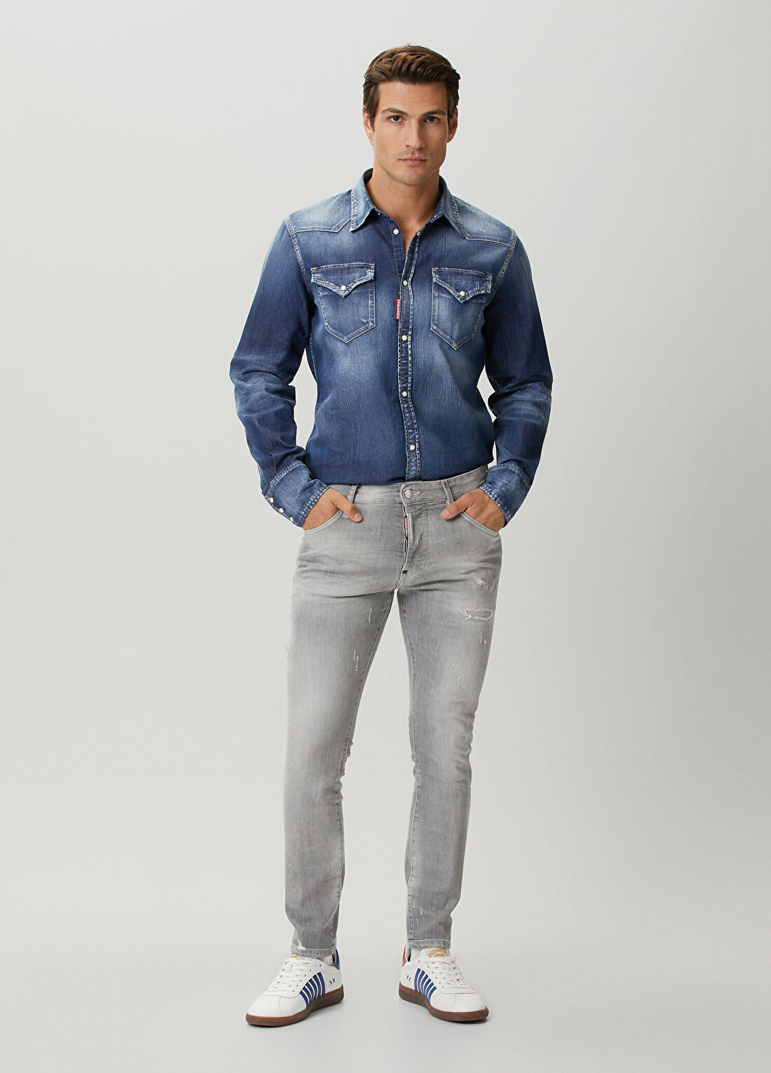 Dsquared2 Mavi Classic Western Denim Gömlek görsel 2