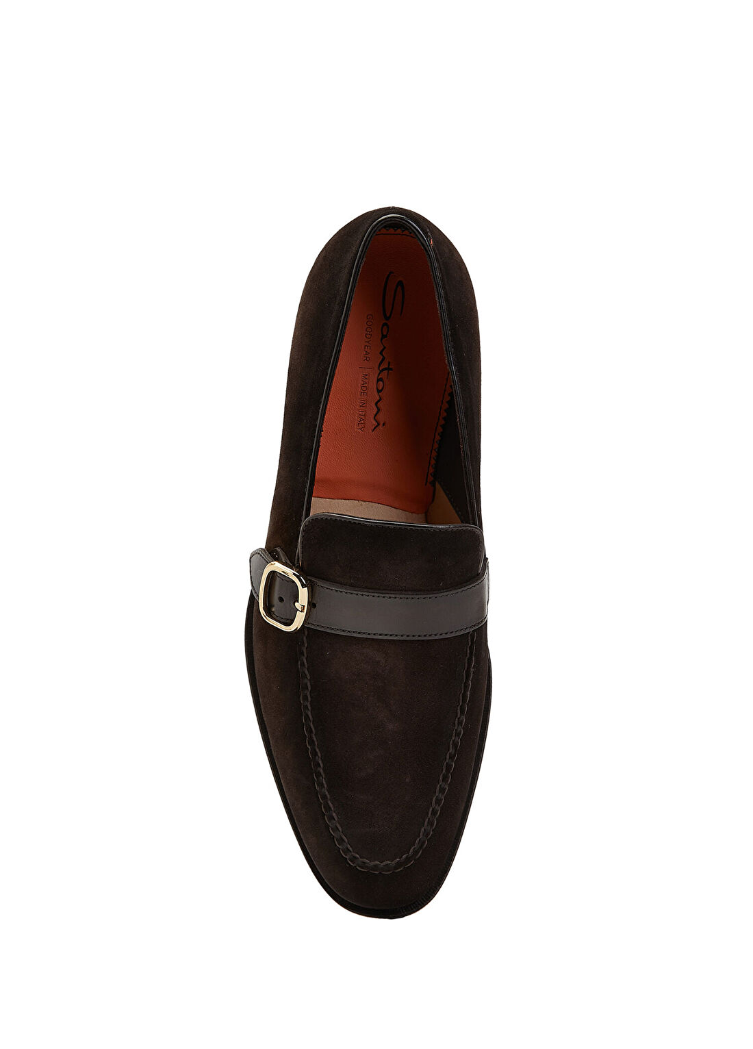 Santoni Adrian Koyu Kahverengi Erkek Süet Loafer görsel 4