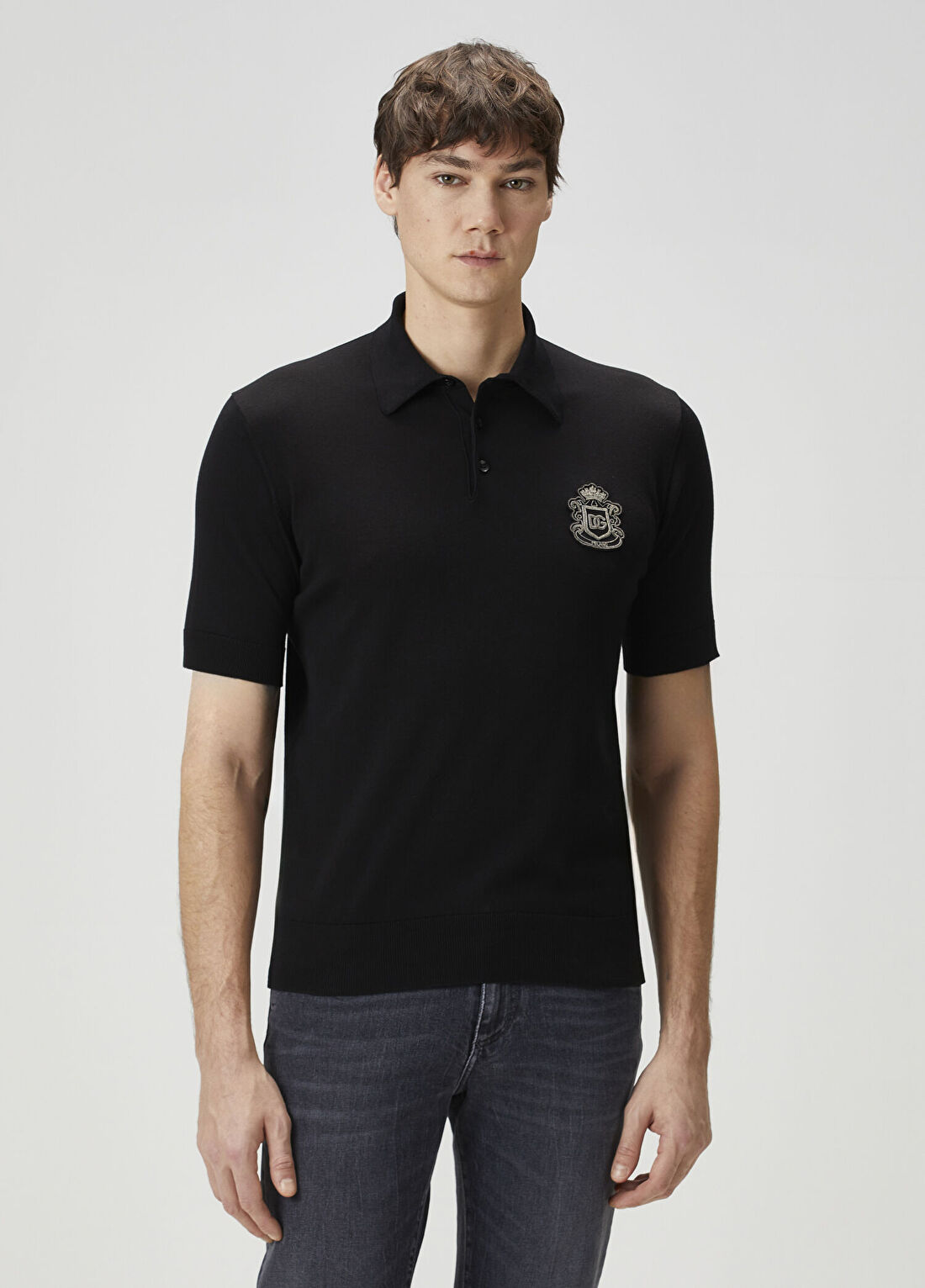 Dolce&Gabbana Siyah Polo Yaka Kısa Kollu Triko