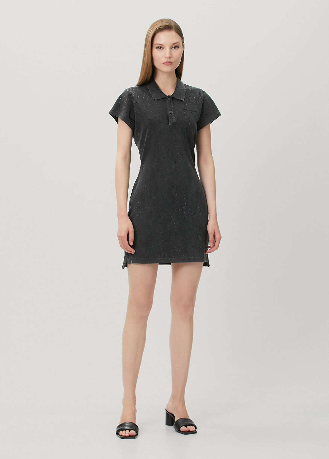 Alexander Wang Antrasit Taşlı Mini Polo Elbise görsel 3