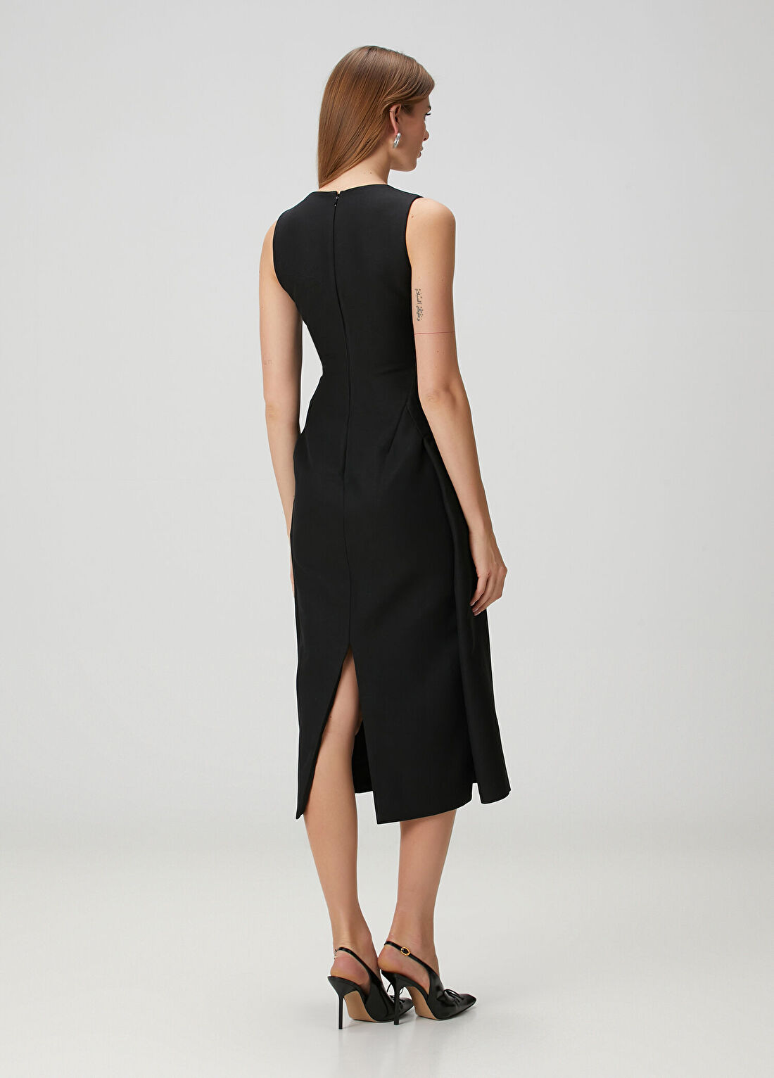 Jacquemus Tablier Siyah Midi Keten Elbise görsel 4
