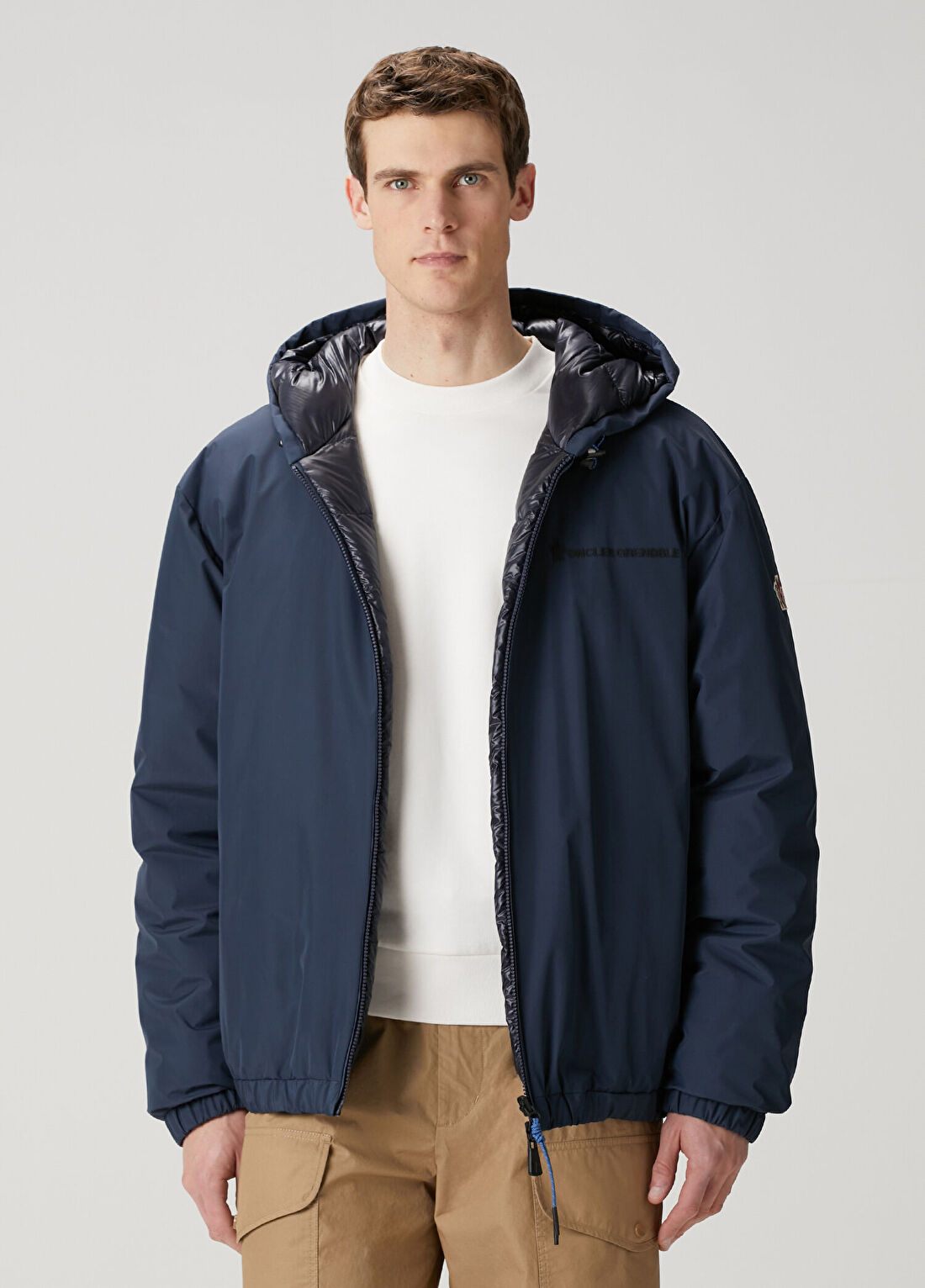 Moncler Grenoble Lacivert Kapüşonlu Çift Taraflı Mont